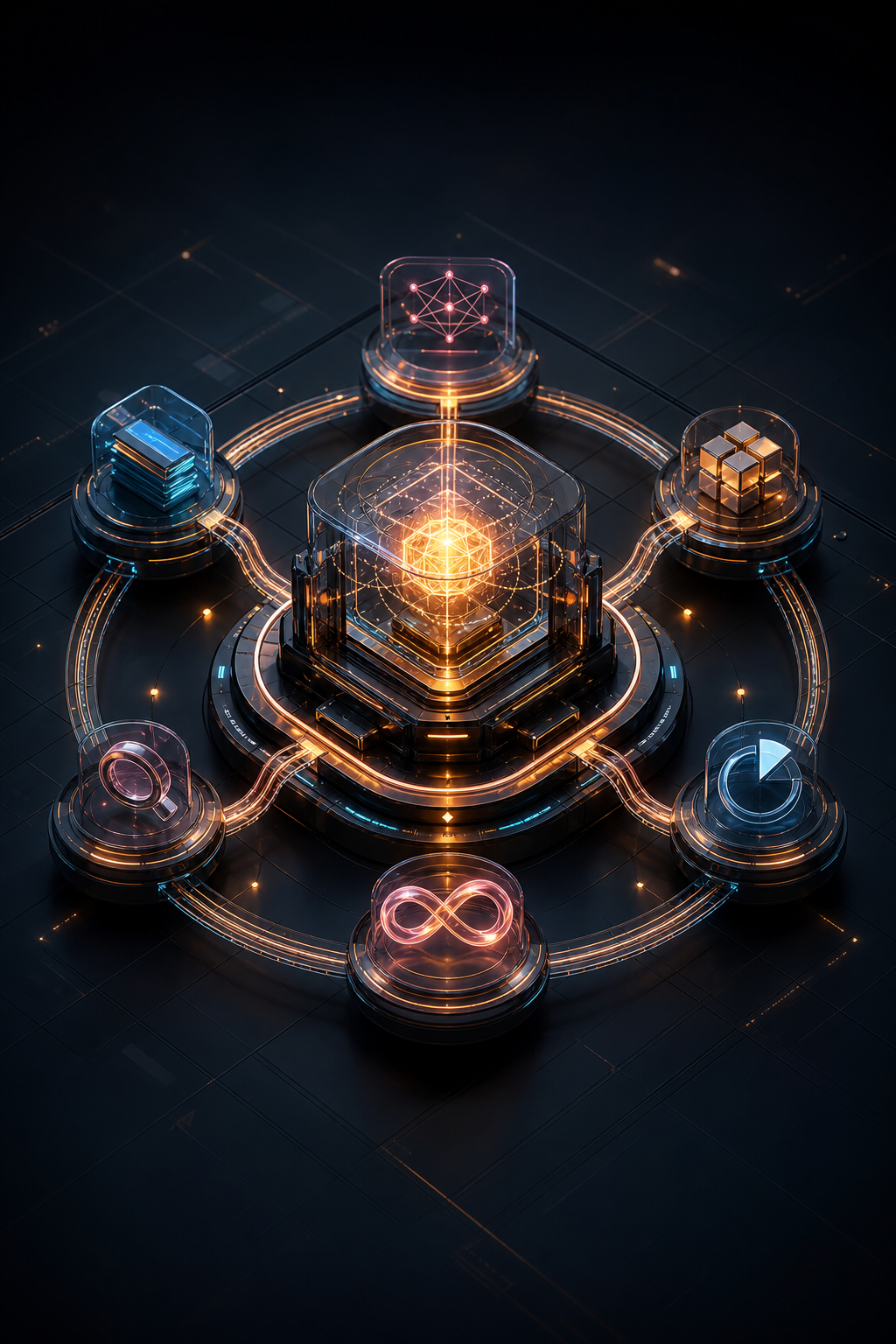 3D cover artwork showing a glowing self-evolving AI agent architecture model.